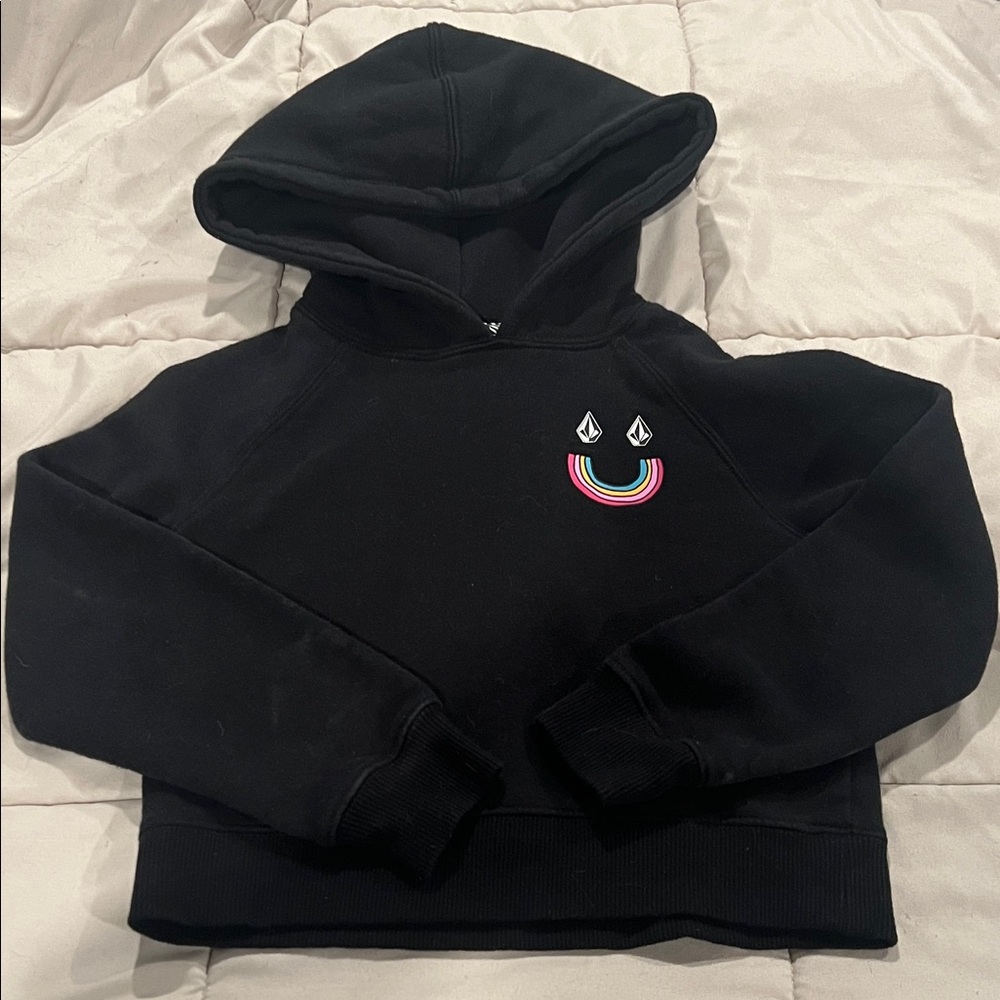Kids Vans Black Hoodie with Rainbow Detail